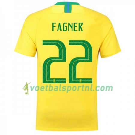 Brazilië Fagner 22 Thuis Shirt WK voetbal 2018